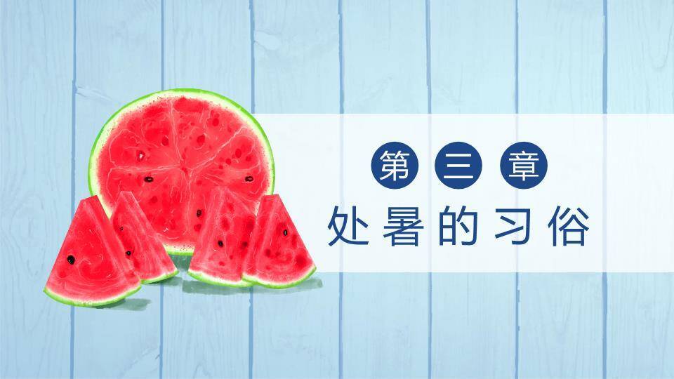 处暑节气夏日西瓜PPT模板2
