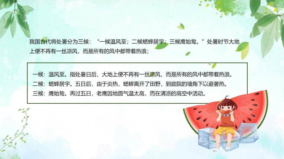 处暑节气童趣西瓜PPT模板1