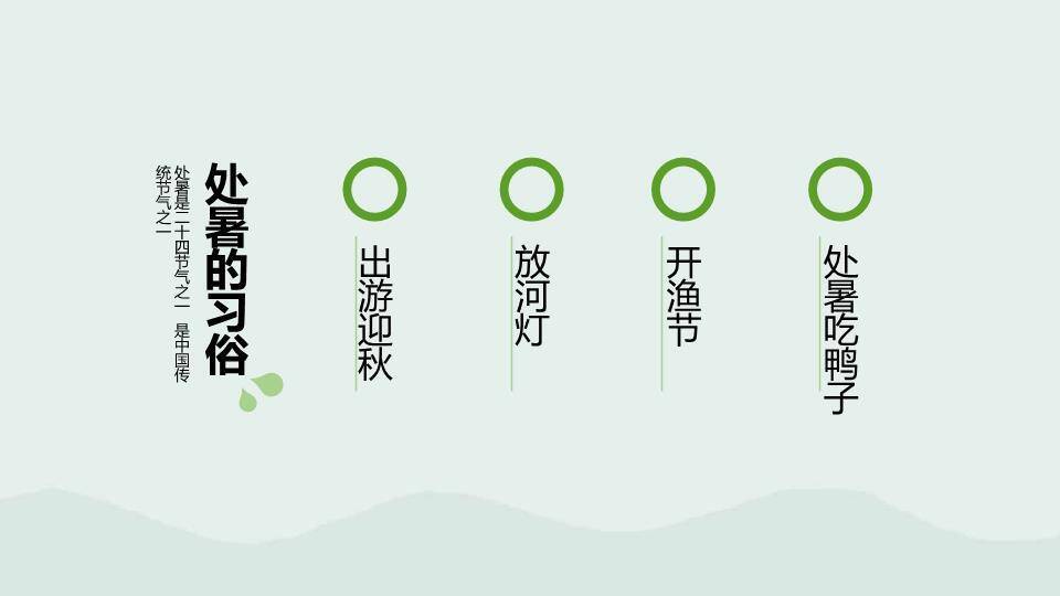 处暑节气水彩花影PPT模板5