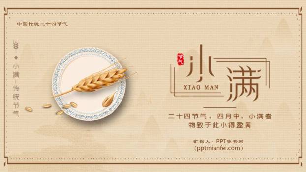 小满节气麦穗雅韵PPT模板0