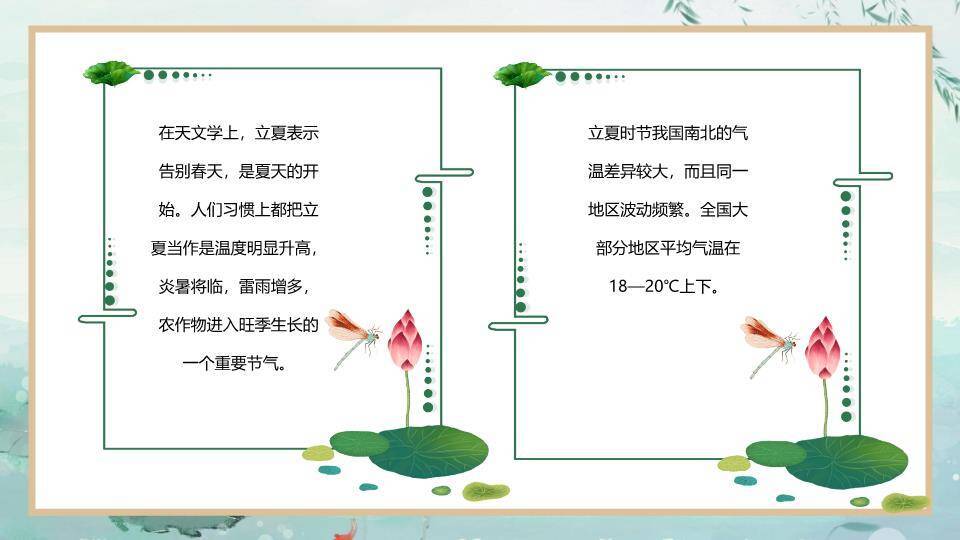 立夏节气荷塘清韵PPT模板2