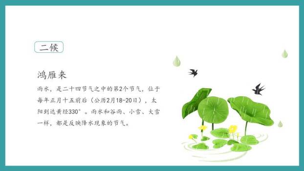 雨水节气柳岸春舟PPT模板7