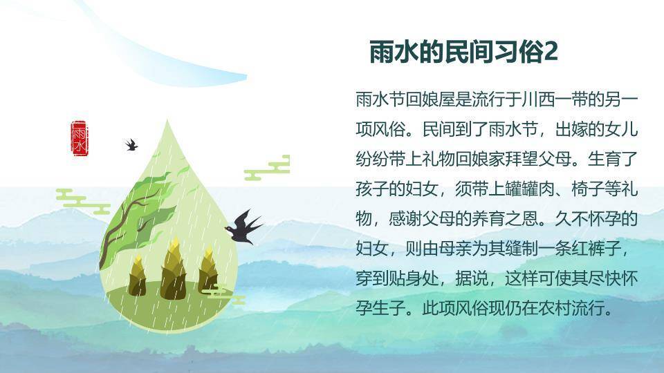 雨水节气水墨渔舟PPT模板1