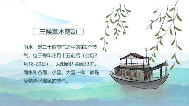 雨水节气水墨渔舟PPT模板7