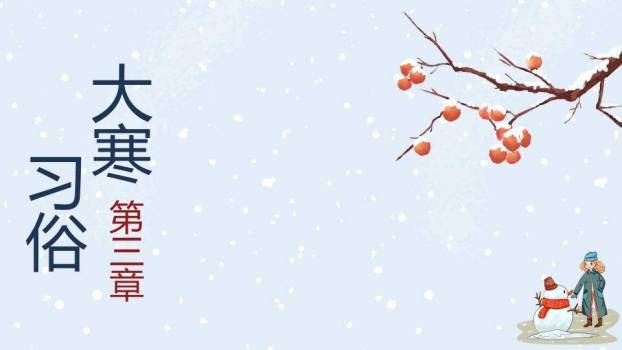 大寒节气雪中童趣PPT模板4