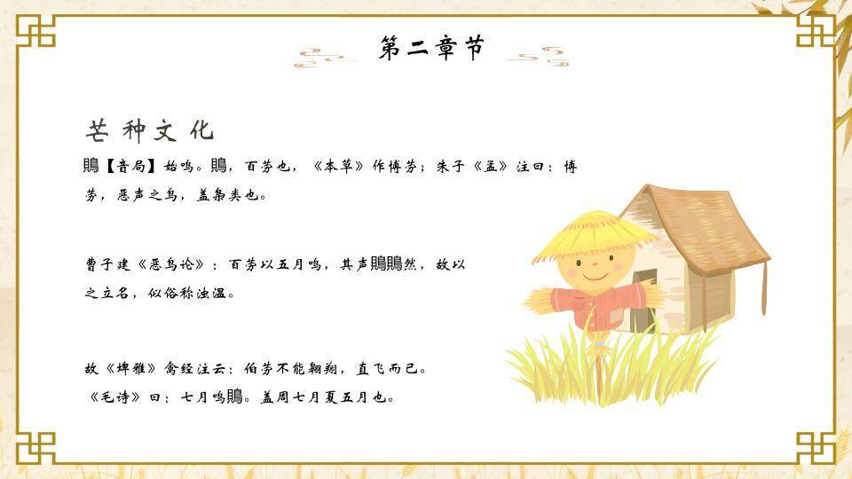 芒种节气麦穗书卷PPT模板1