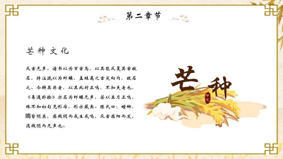 芒种节气麦穗书卷PPT模板2