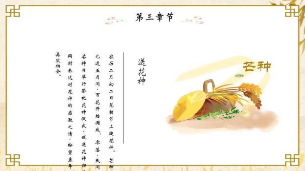 芒种节气麦穗书卷PPT模板4