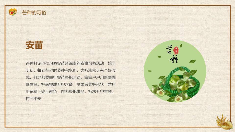 芒种节气农耕收获PPT模板9