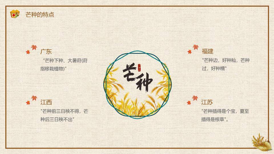 芒种节气农耕收获PPT模板2