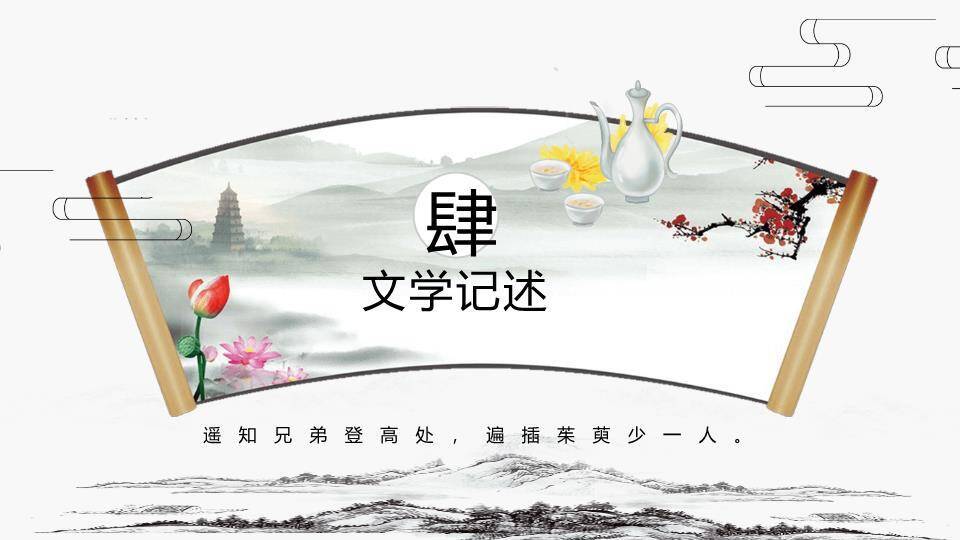 重阳节仙鹤登高PPT模板8