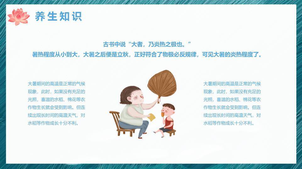 大暑节气水墨荷花PPT模板4