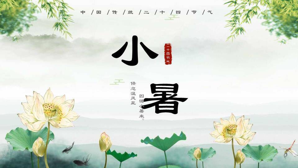 夏至节气荷上童趣PPT模板0