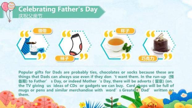 父亲节英文快乐课堂PPT模板3