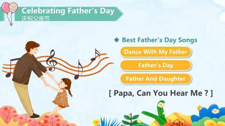 父亲节英文快乐课堂PPT模板5