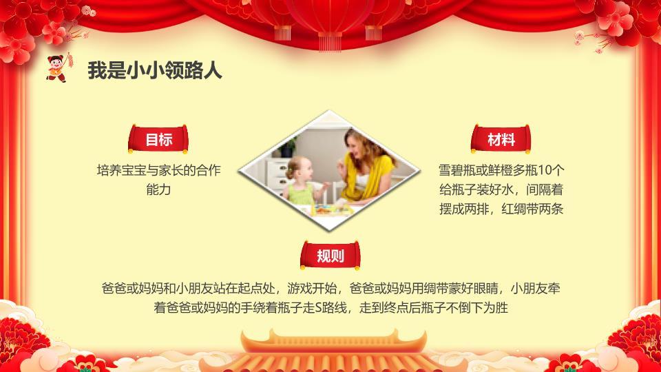 雕花门框卡通马年元旦PPT模板1