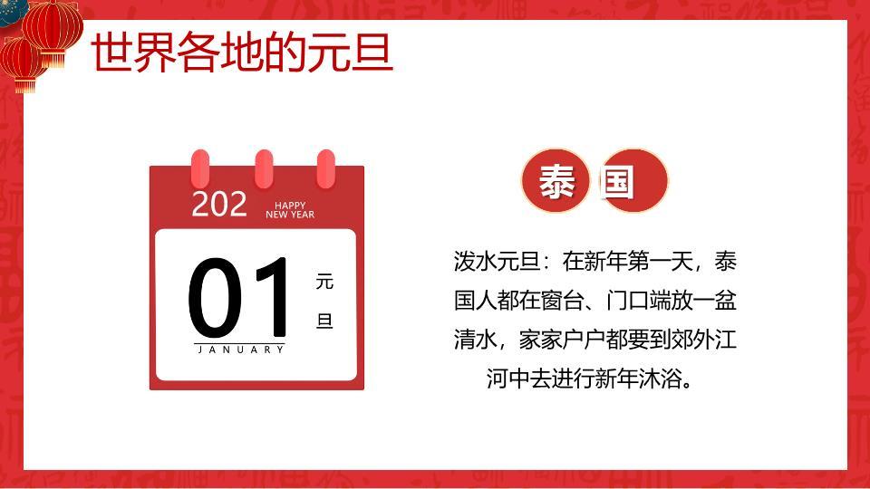 春联元素创意英文元旦演讲PPT8
