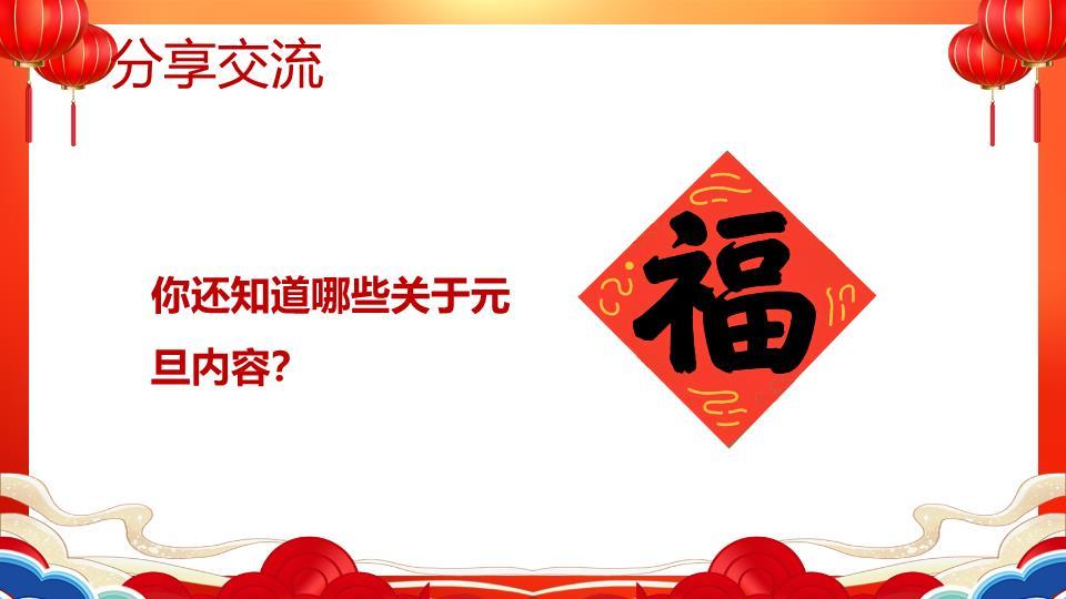 春联元素创意英文元旦演讲PPT3