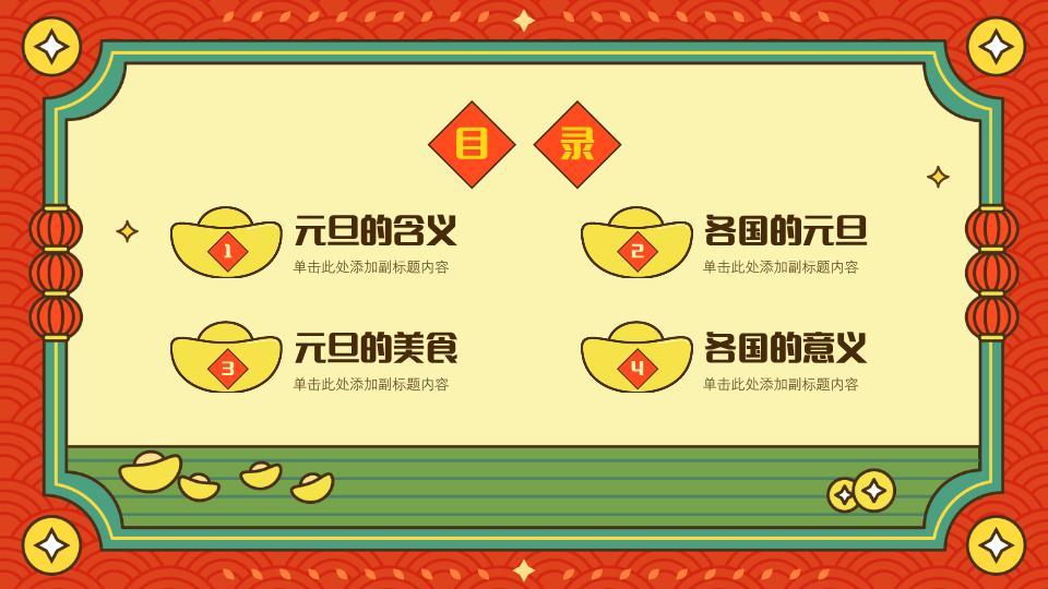 单字元元旦节日介绍PPT模板9