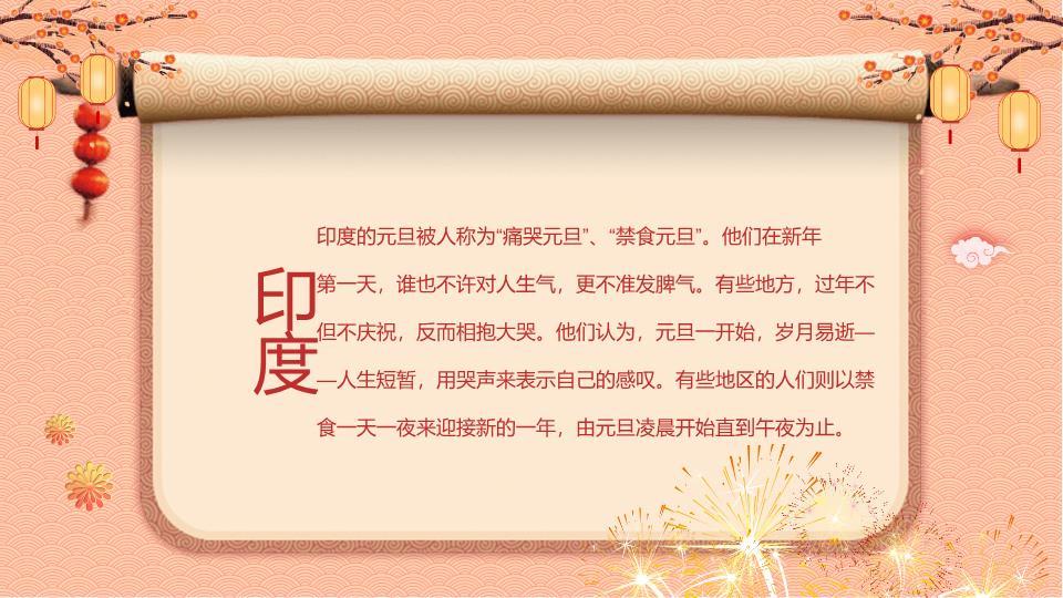 小马拉车宫殿灯笼元旦游园会PPT模板3