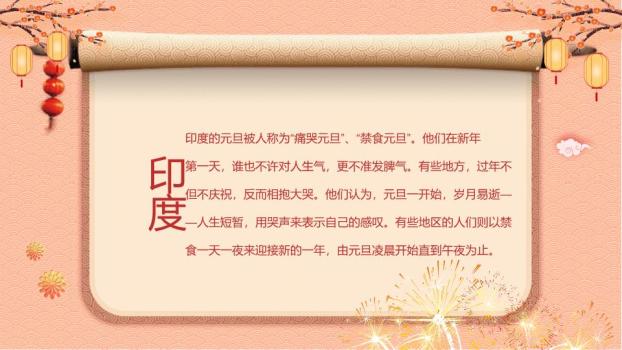 小马拉车宫殿灯笼元旦游园会PPT模板3