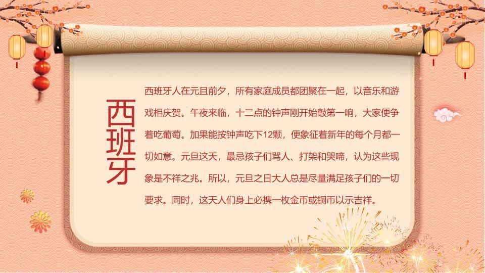 小马拉车宫殿灯笼元旦游园会PPT模板4