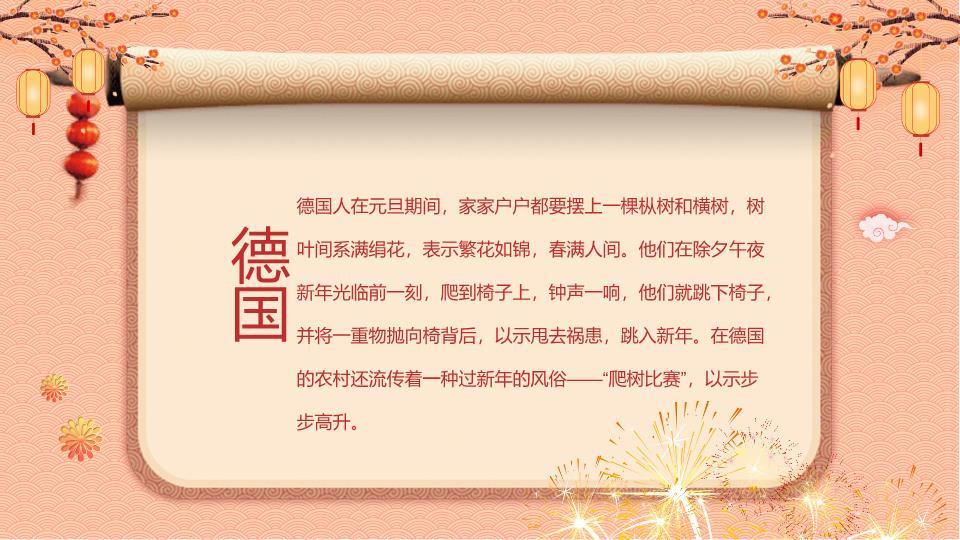 小马拉车宫殿灯笼元旦游园会PPT模板5