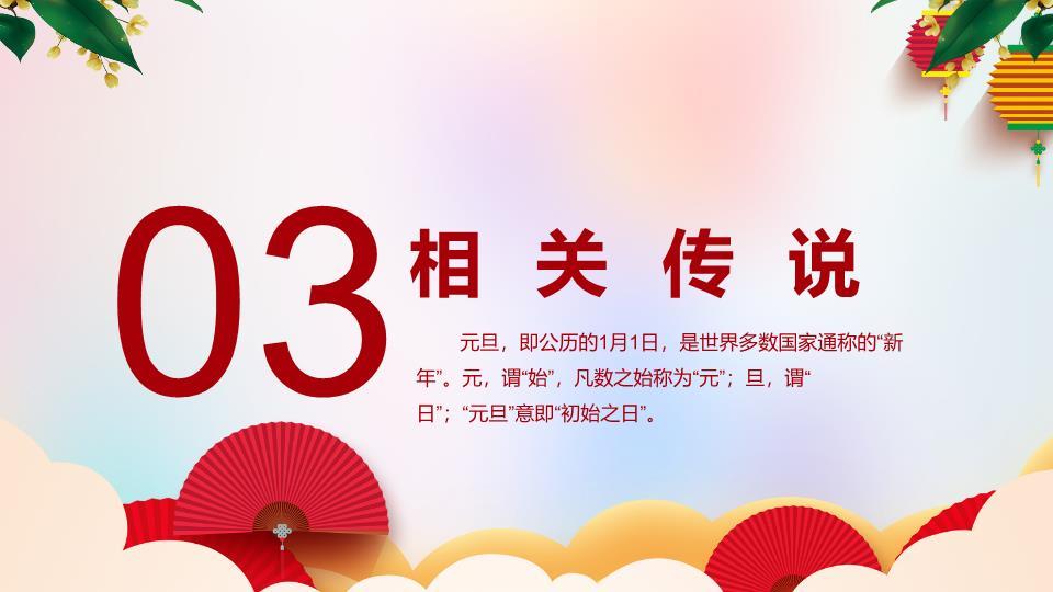 童女舞扇贺元旦传统佳节介绍PPT3