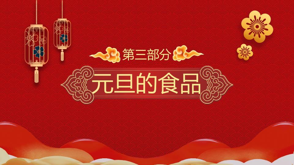 红色波浪金色灯笼农历新年元旦PPT8