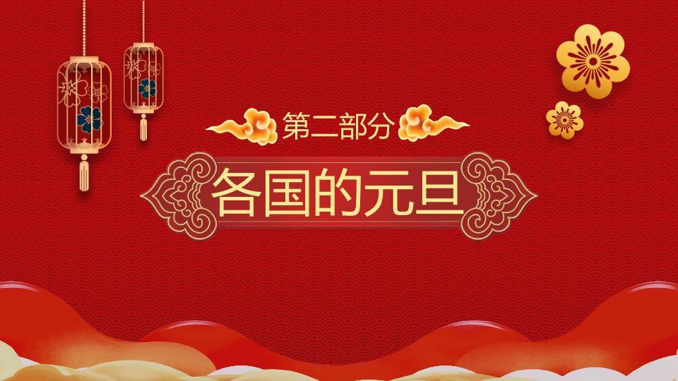 红色波浪金色灯笼农历新年元旦PPT1