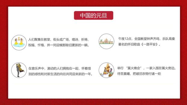 红色波浪金色灯笼农历新年元旦PPT3