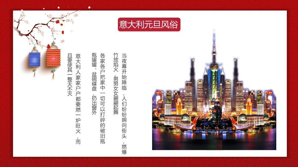 红色波浪金色灯笼农历新年元旦PPT6