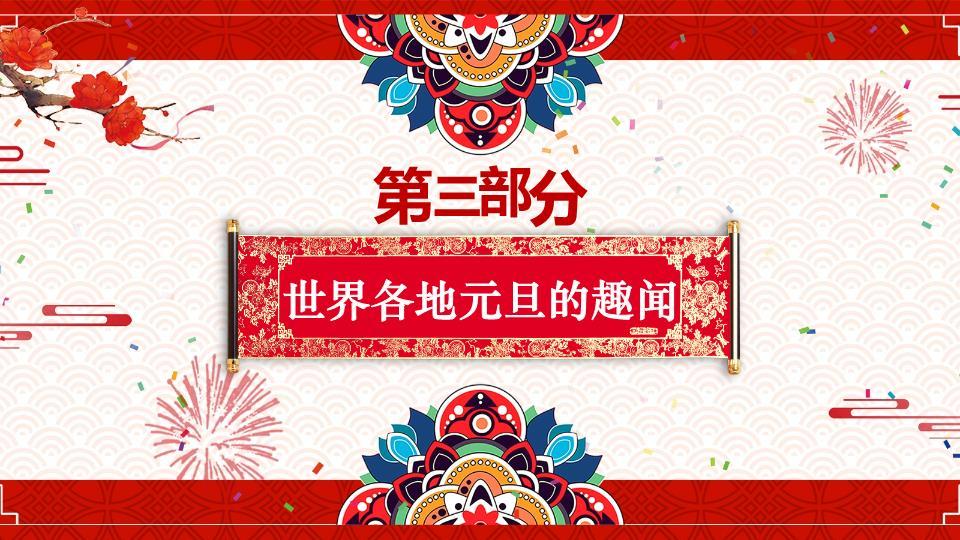 卡通舞狮儿童元旦迎新年联欢PPT2