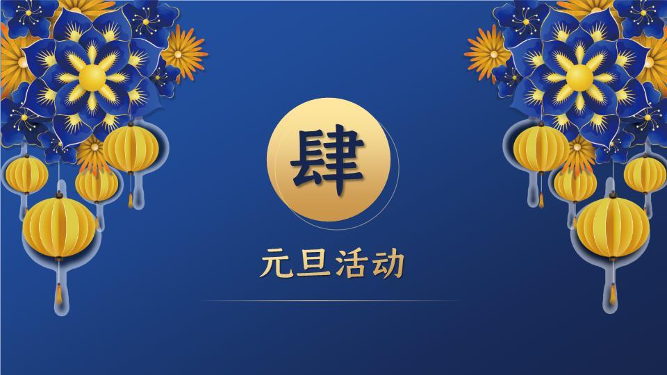 竖排福语波浪纹农历新年元旦PPT9