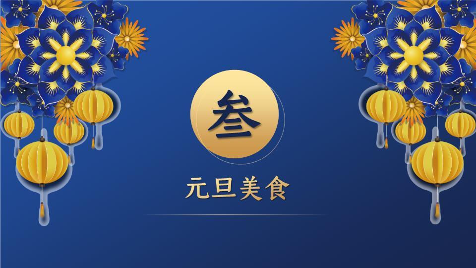 竖排福语波浪纹农历新年元旦PPT4