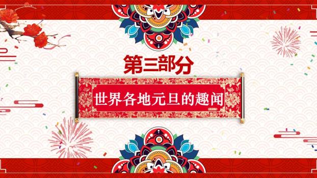 可爱舞狮儿童庆元旦迎新年PPT模板2