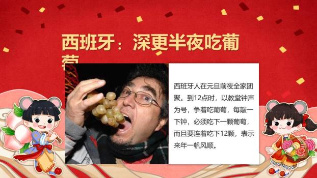 鼠年女孩彩带新年新起点PPT模板7