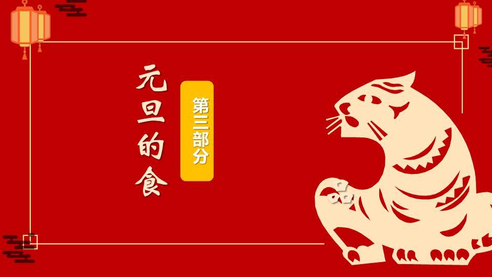 传统屋檐卷轴舞狮儿童元旦班会PPT8