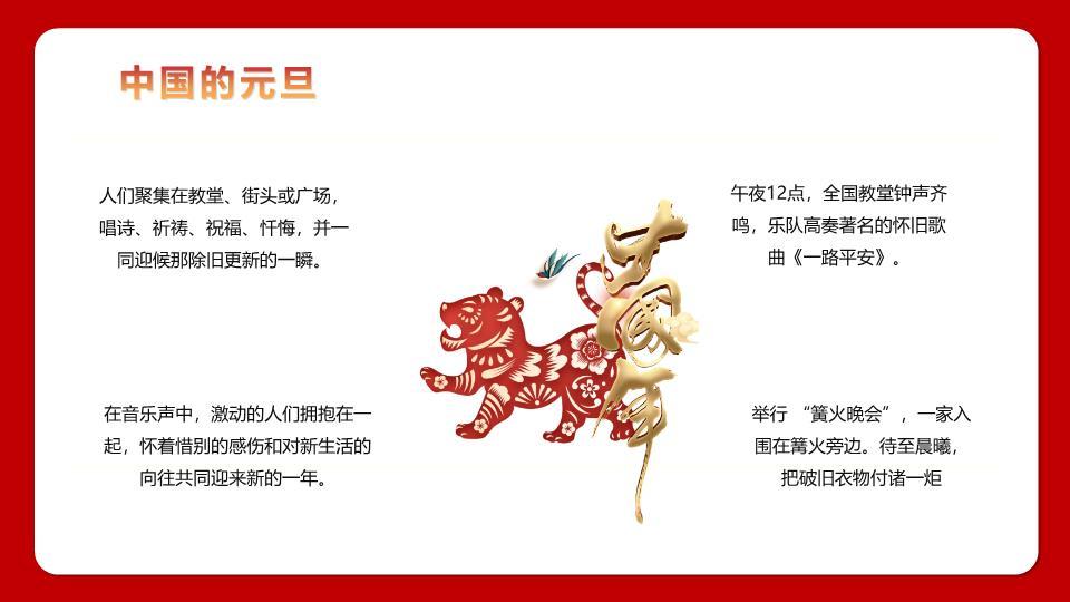 传统屋檐卷轴舞狮儿童元旦班会PPT3