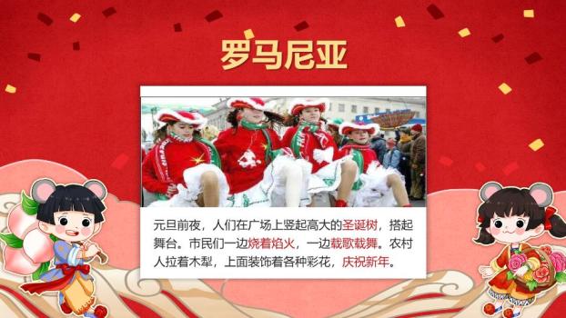 鼠年女孩庆元旦迎新年PPT模板1