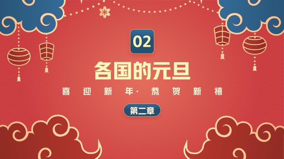 几何边框喜迎元旦主题PPT模板1