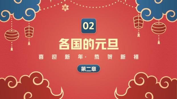 几何边框喜迎元旦主题PPT模板1