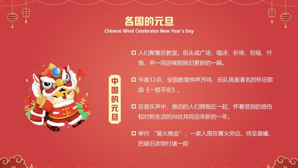 几何边框喜迎元旦主题PPT模板3