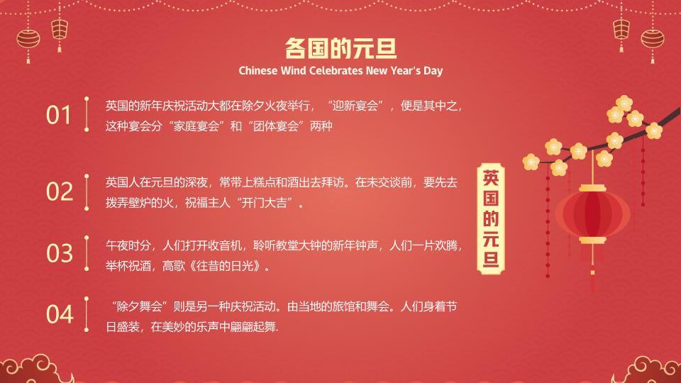 几何边框喜迎元旦主题PPT模板4