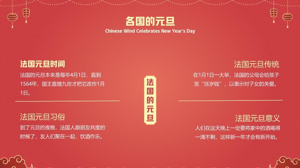 几何边框喜迎元旦主题PPT模板5