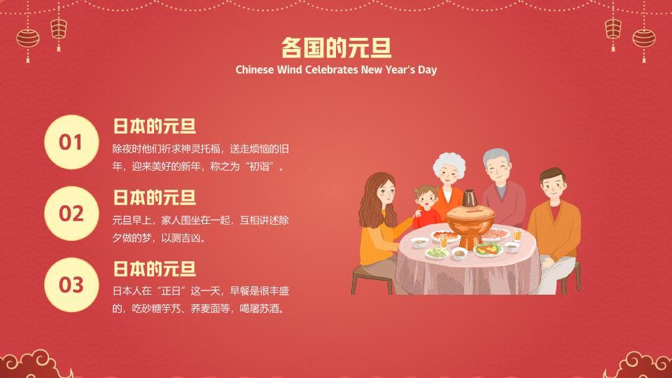 几何边框喜迎元旦主题PPT模板7