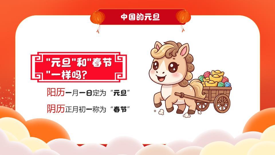 唐装小马幼儿园元旦活动PPT2