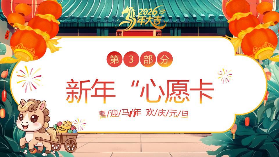 绿瓦白牌舞狮小马元旦晚会PPT2