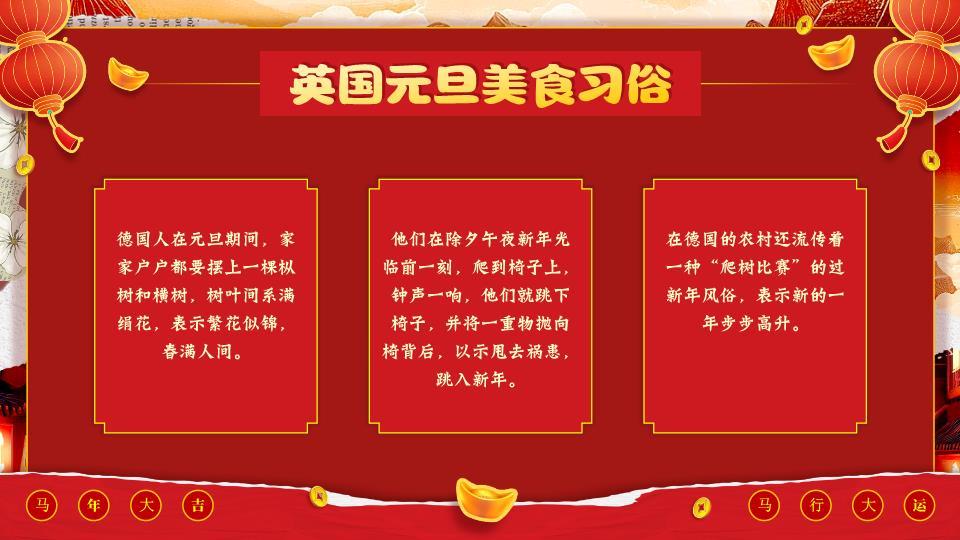 撕纸背景舞狮小马主题班会PPT7