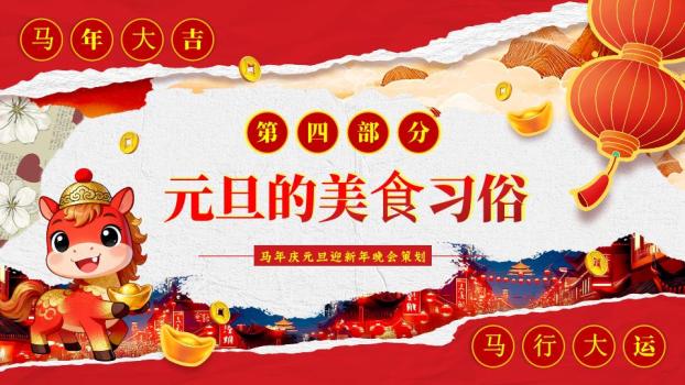 撕纸风小马对联元旦班会PPT2